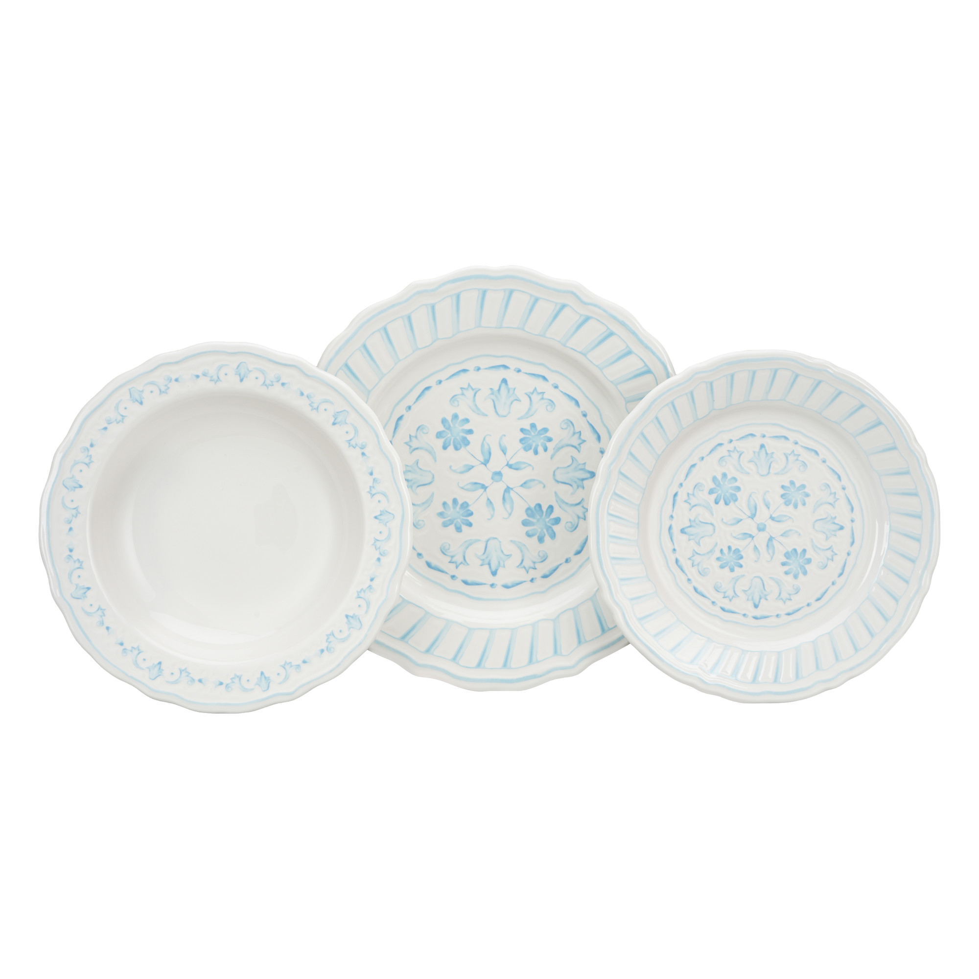 18Pcs Vintage Embossed Porcelain Dinner Set