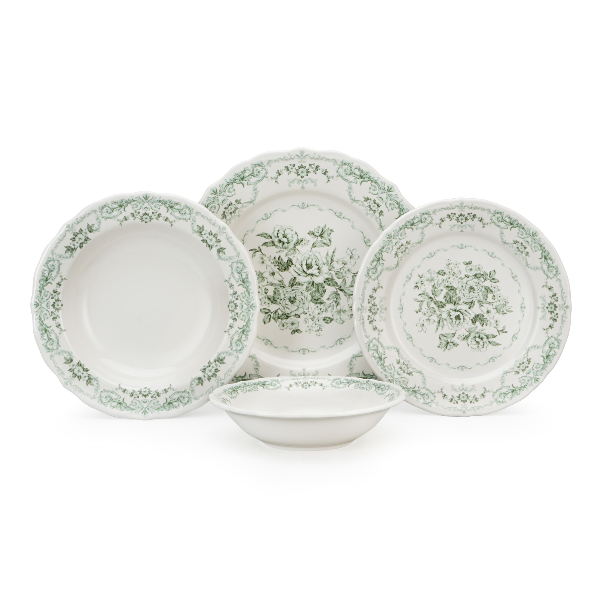 24Pcs Elegant Floral In-glaze Porcelain Dinnerware set 
