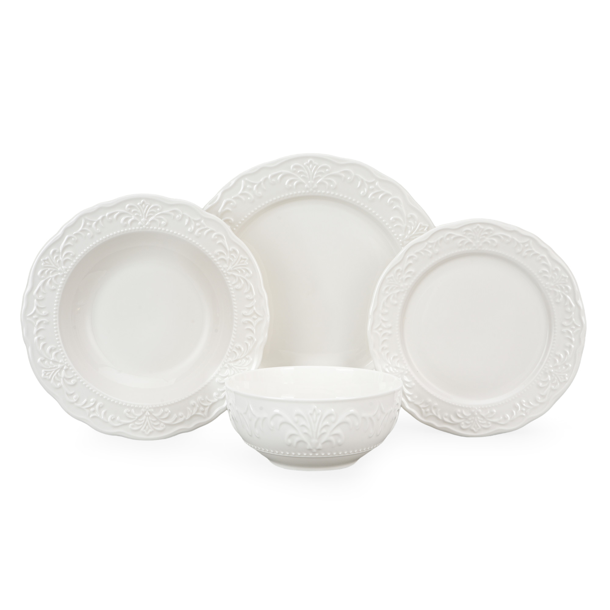OEM ODM Embossed Dinner Set Crockery Dinnerware Tableware Ceramic Plate Kitchenware