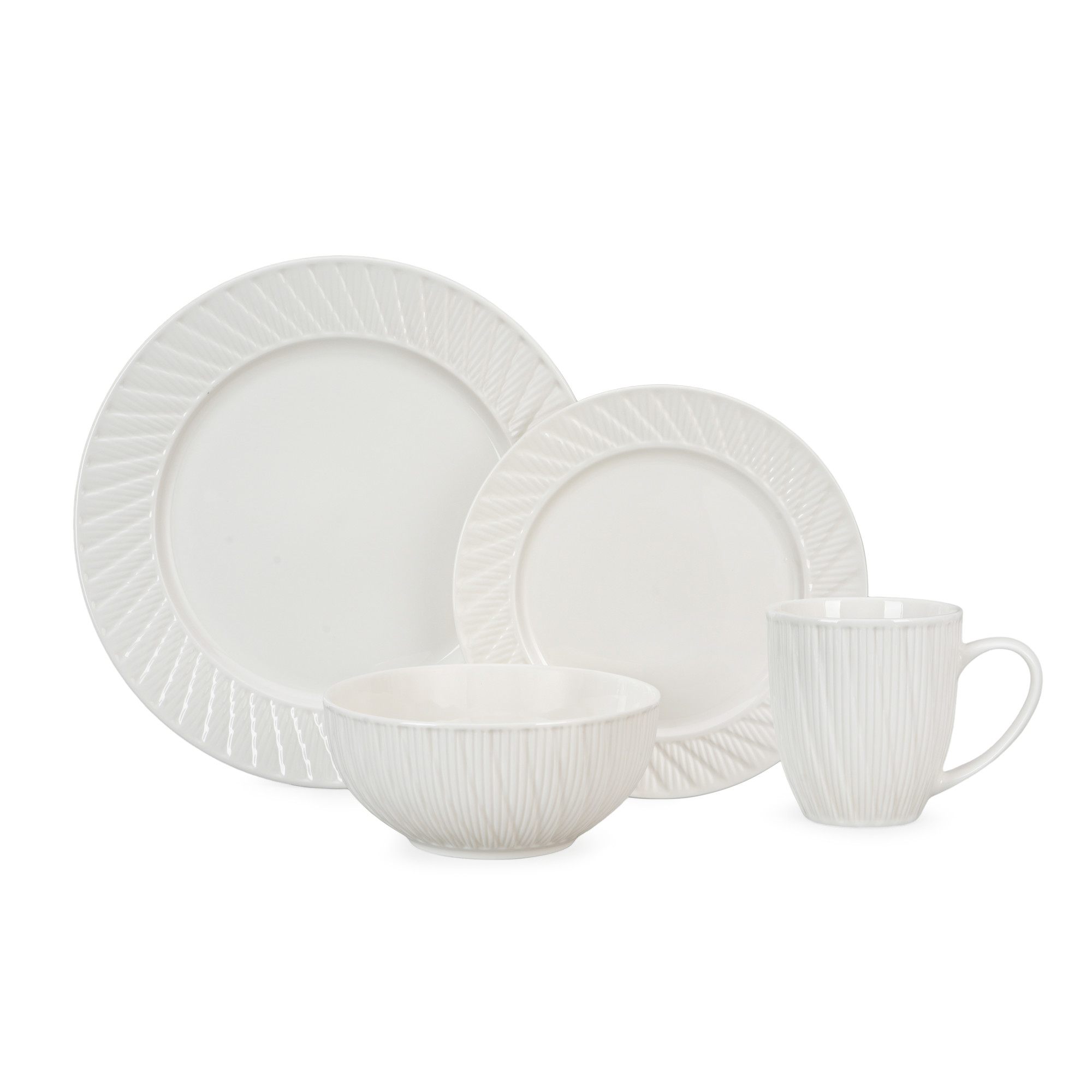 Crockery Dinner Set Embossed White Porcelain China Tableware Kitchenware