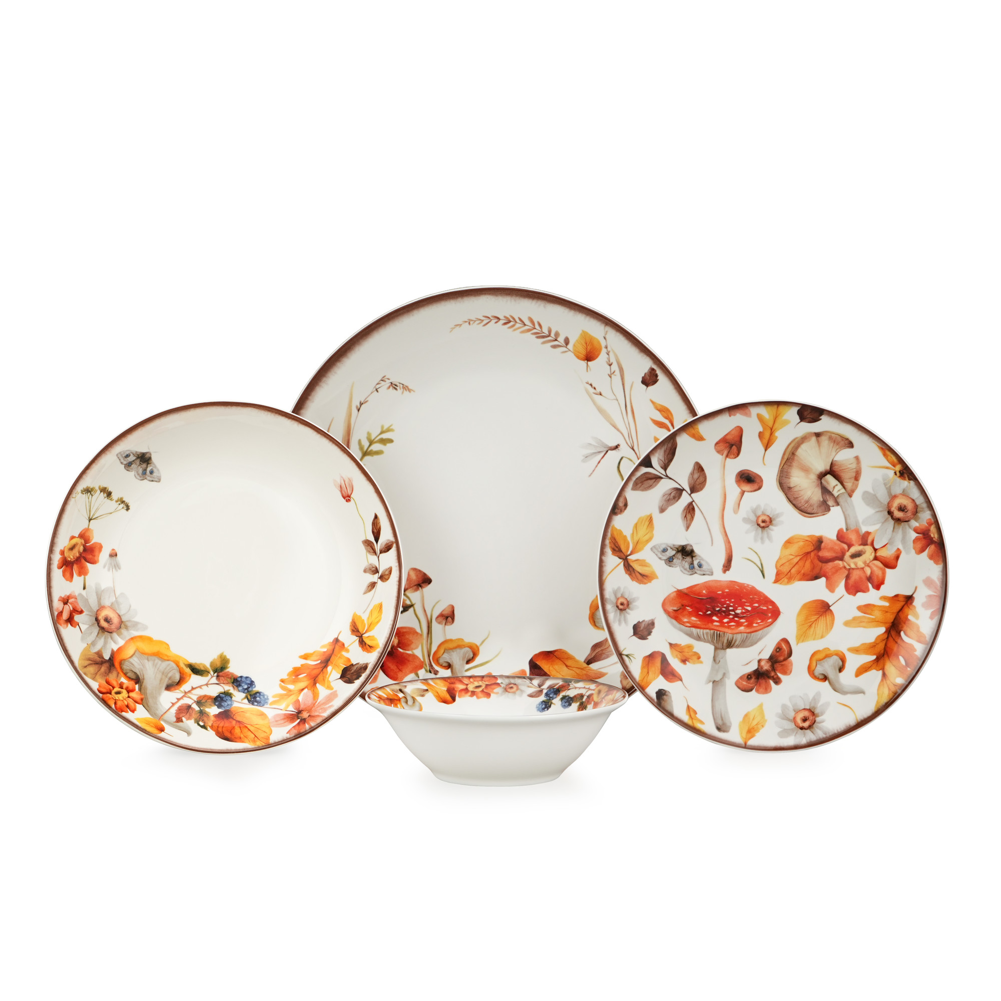 24pcs Mushroom Ceramic Dinnerware Set