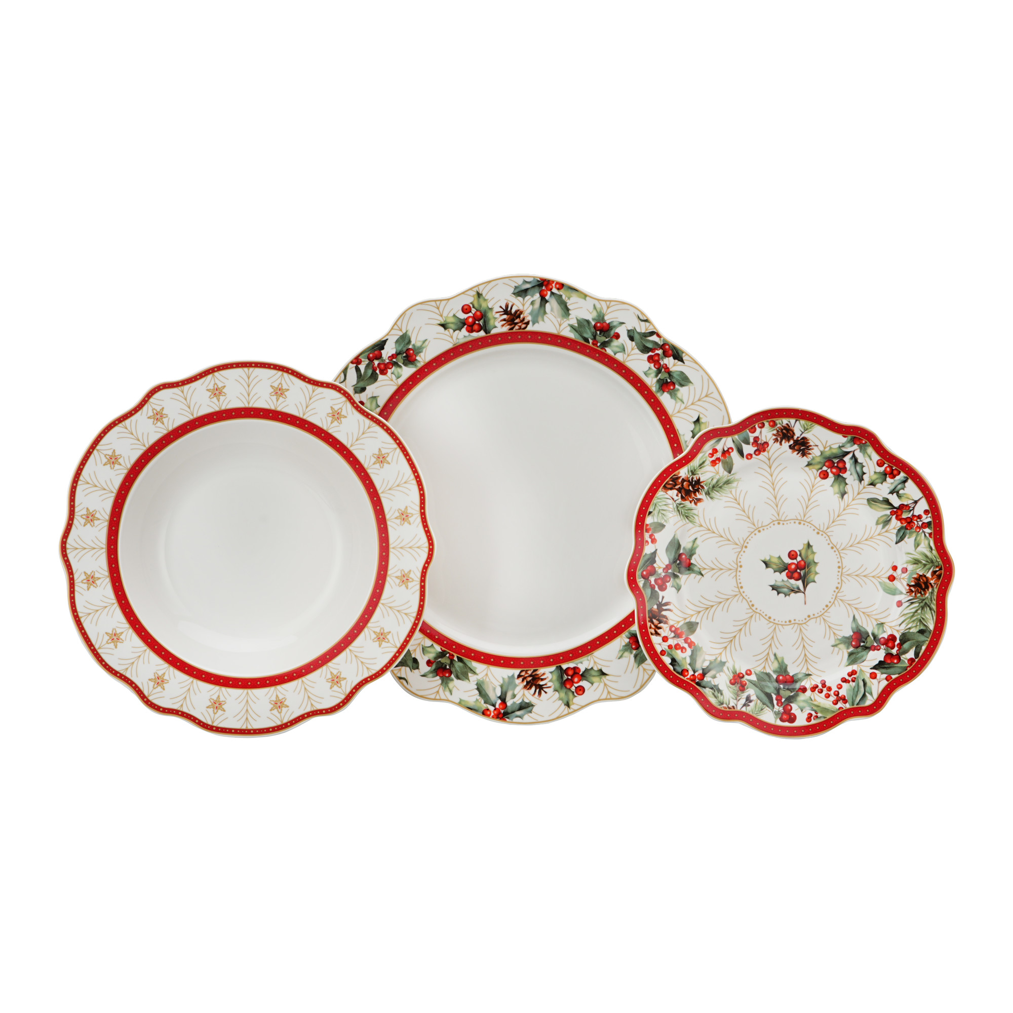 18pcs Christmas Ceramic Dinner Plate Set
