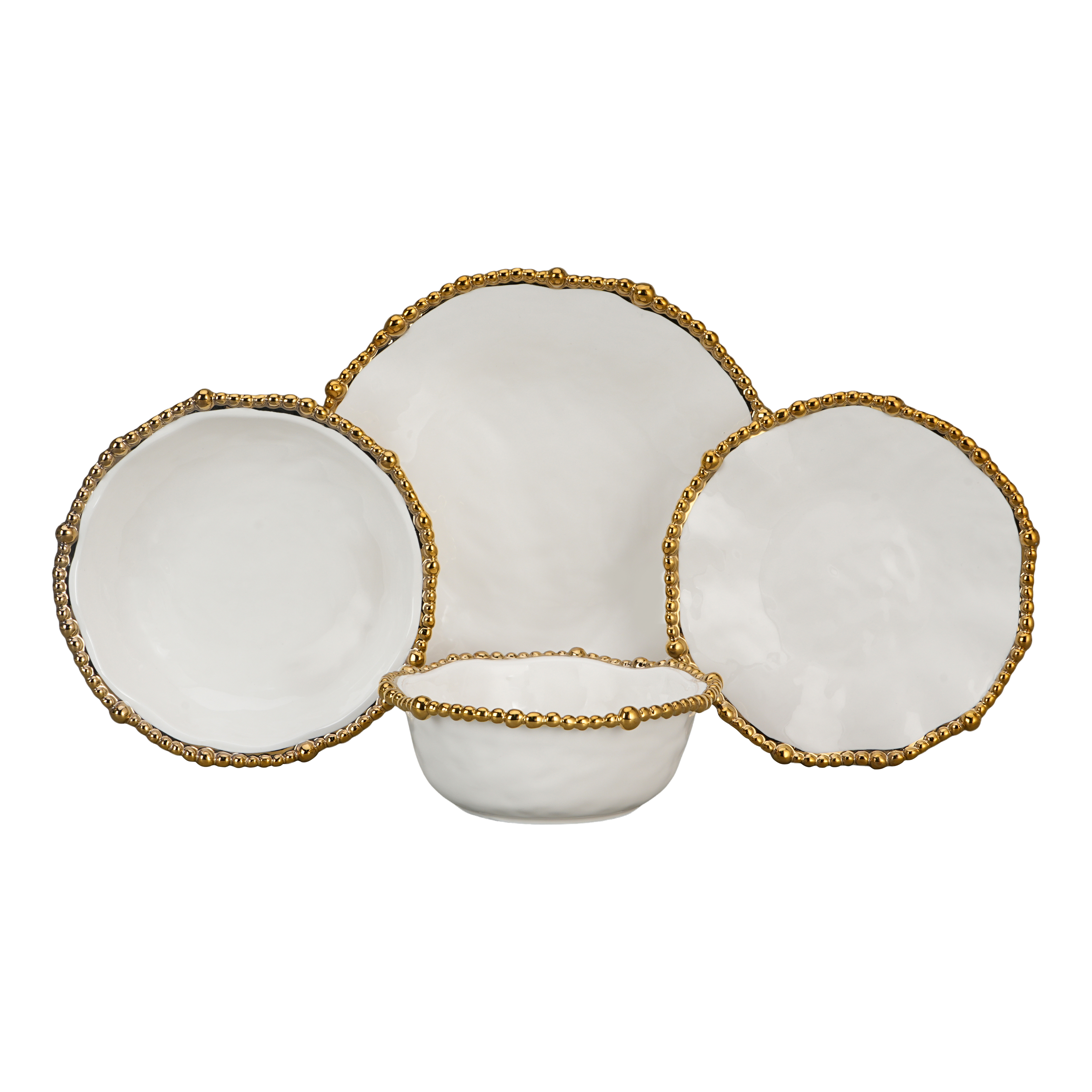 24pcs Gold Bead Rim Ceramic Dinnerware Set
